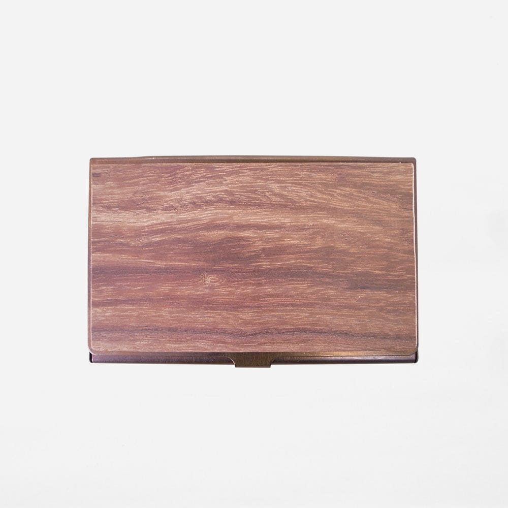 BRASS & WOOD CARDCASE RUST WITH BOX IN GRANADILLO WOOD -