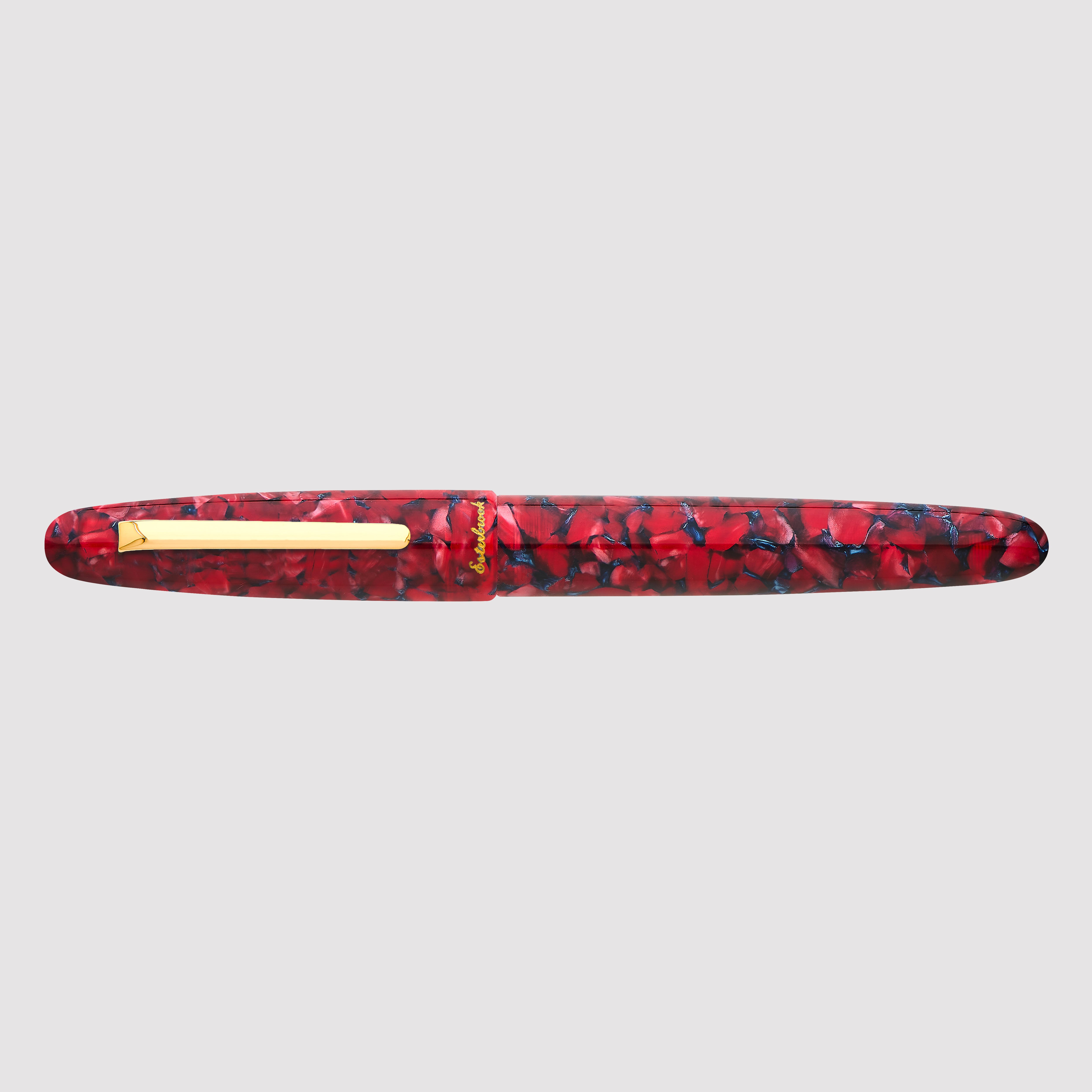 Estie Oversize Scarlet Gold Trim Fountain Pen - Custom Gena Journaler Nib