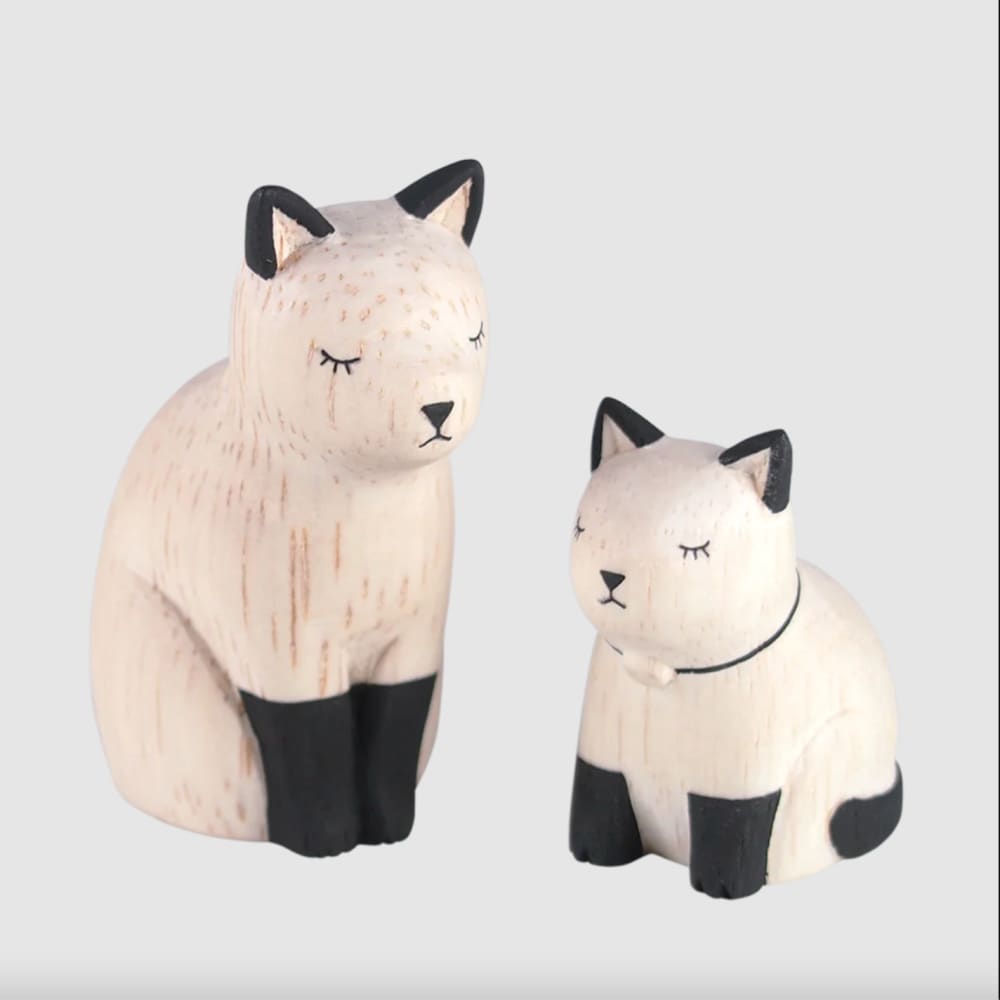 T-Lab./ Polepole Oyako/ Siamese Cat Parent - Wooden Animal