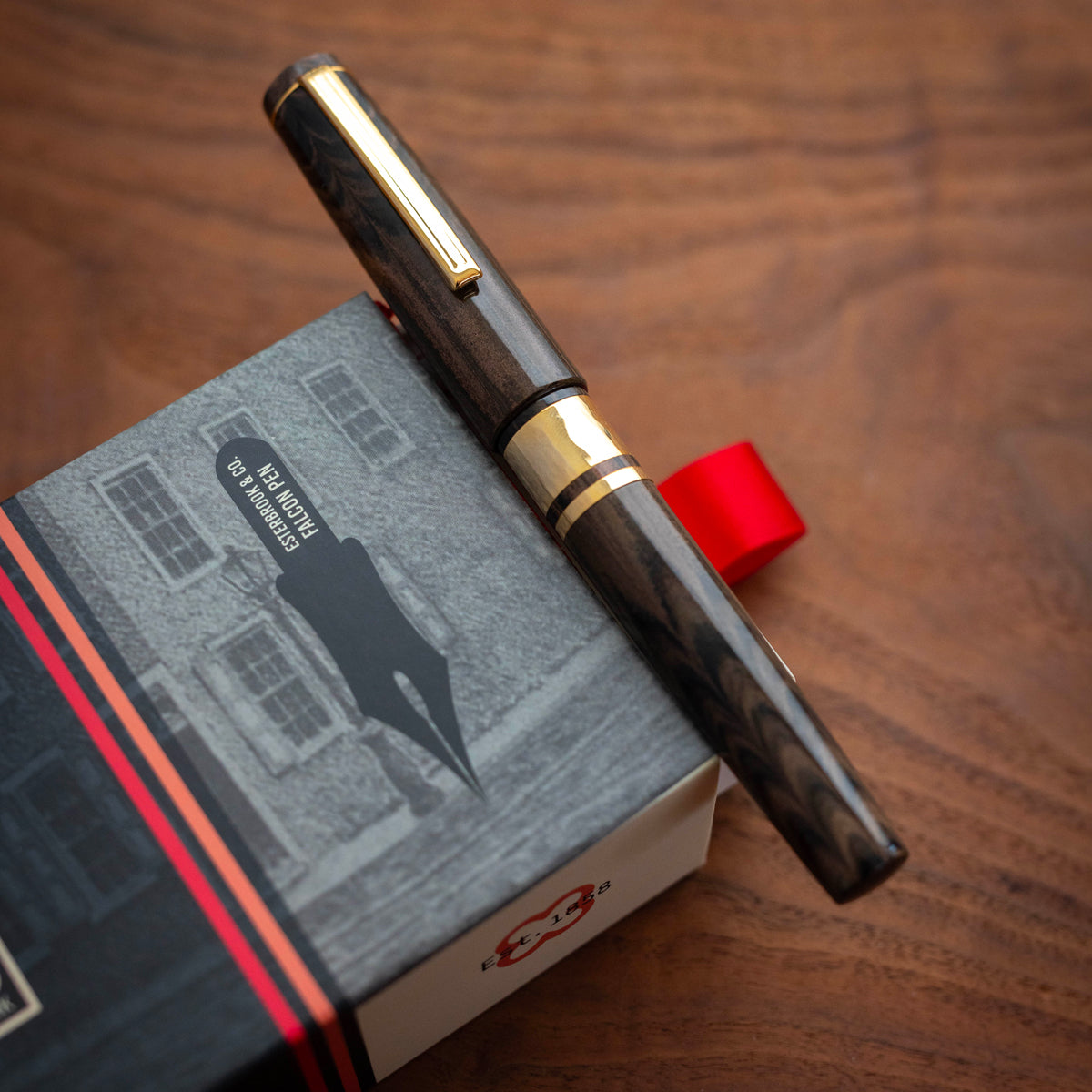 JR Pocket Pen - Model J Antique Rose Ebonite with Gold trim -  Custom Scribe Nib