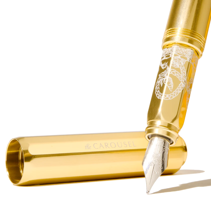 Penna a carosello in alluminio - Treccia d'oro intrecciata fine