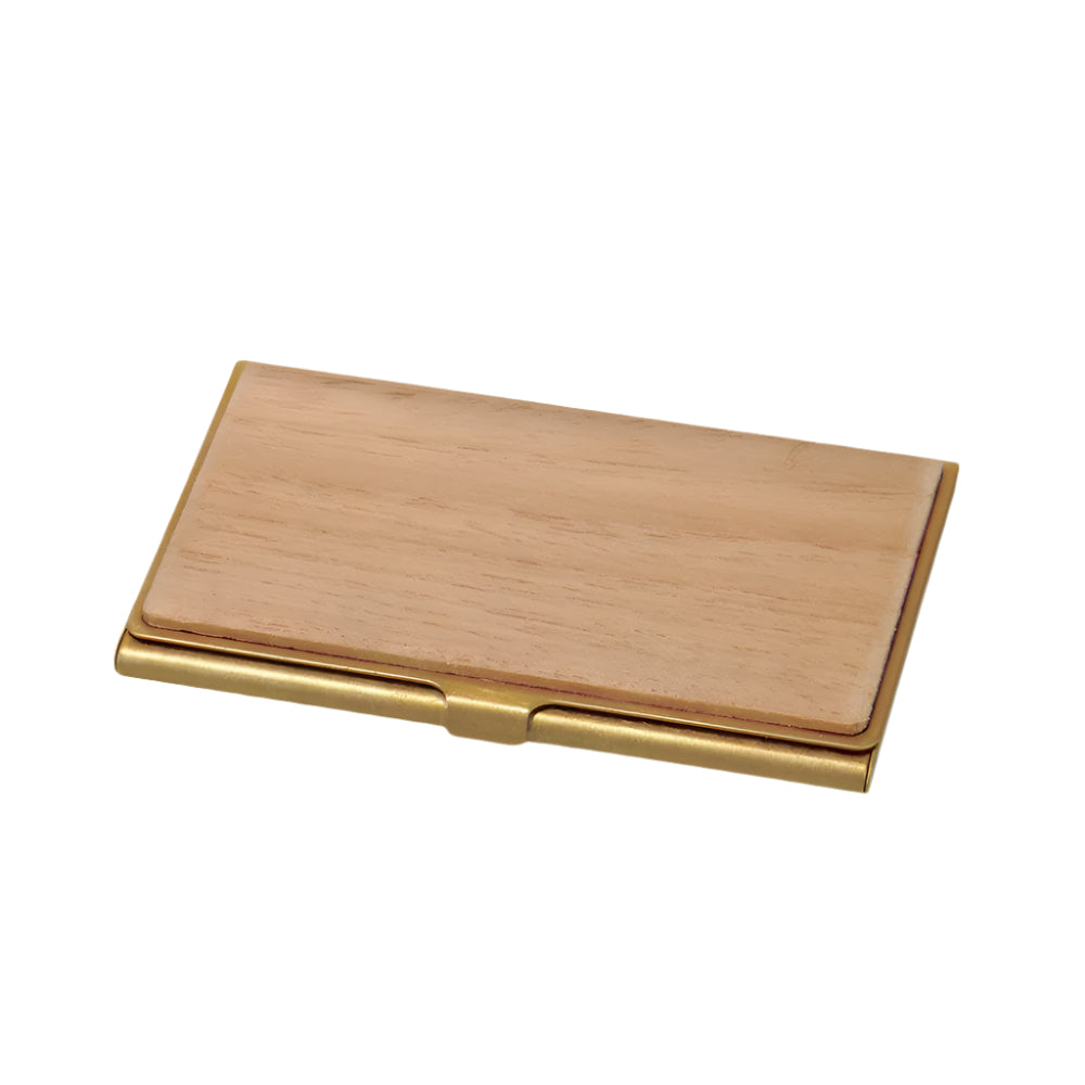 BRASS & WOOD CARDCASE SOLID WITH BOX IN TEAK WOOD - Cardcase