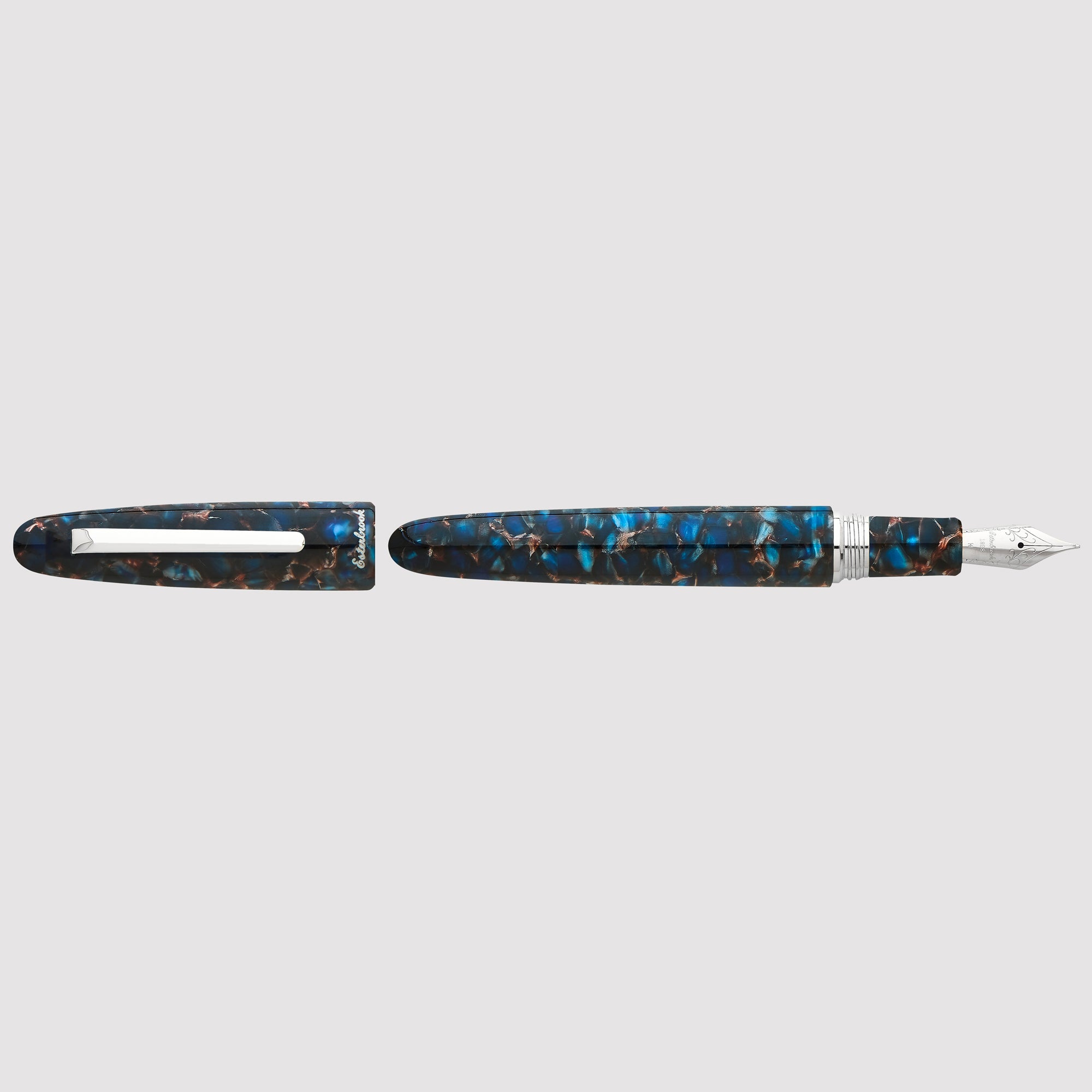 Estie Oversize Nouveau Blue Palladium Trim - Custom Needle Point Nib