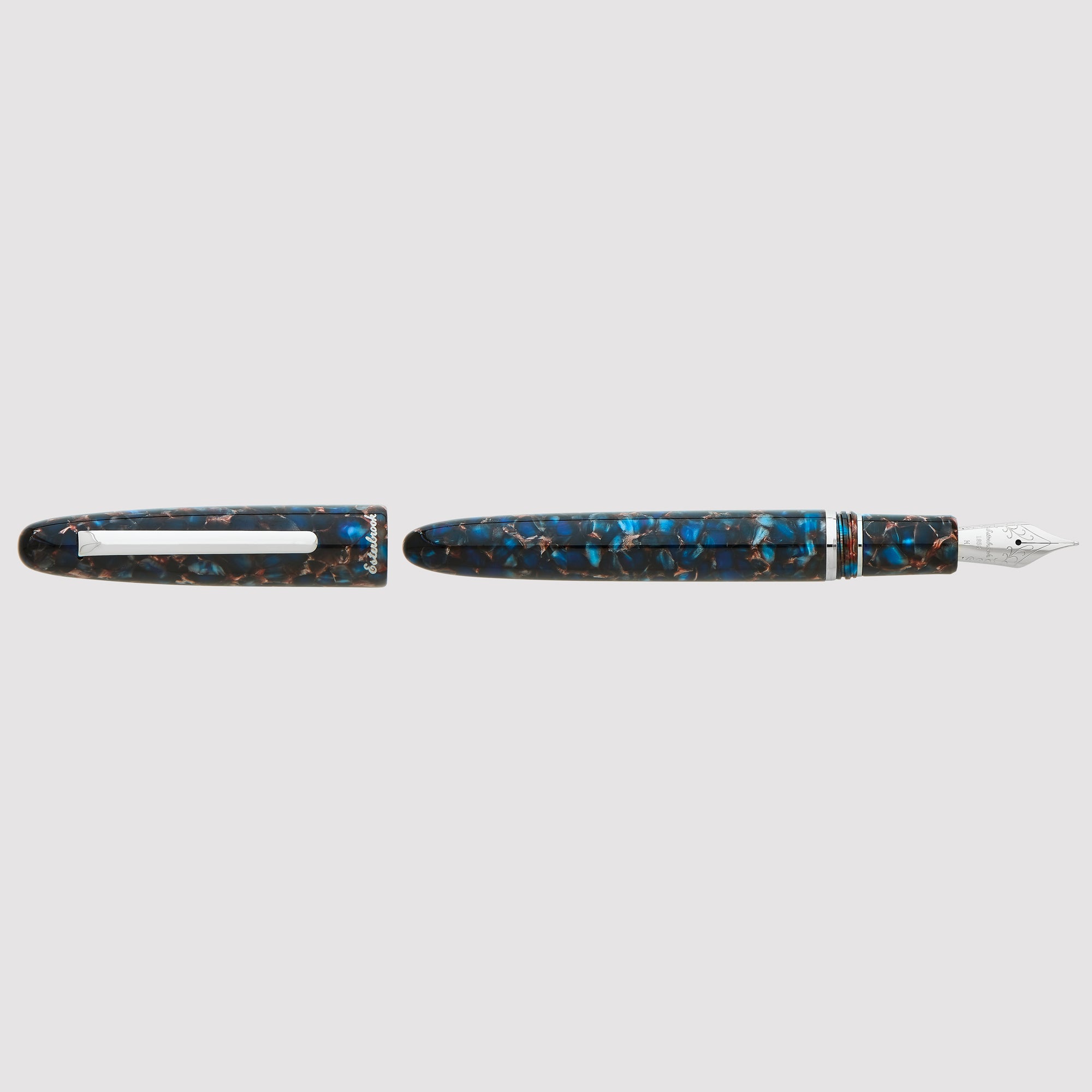 Estie Regular Nouveau Blue Palladium Trim Fountain Pen - Custom Techo Nib