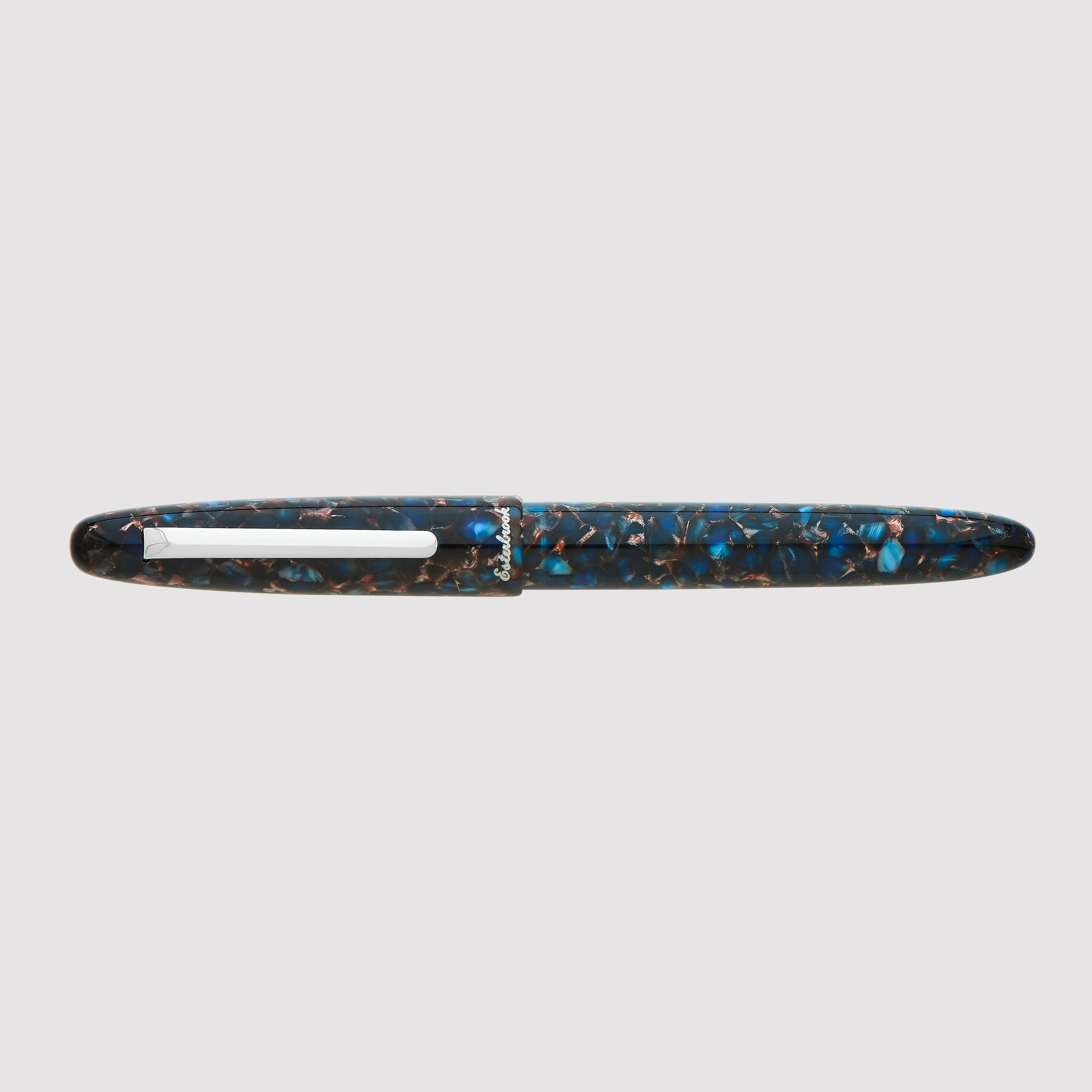 Estie Regular Nouveau Blue Palladium Trim Fountain Pen - Custom Techo Nib