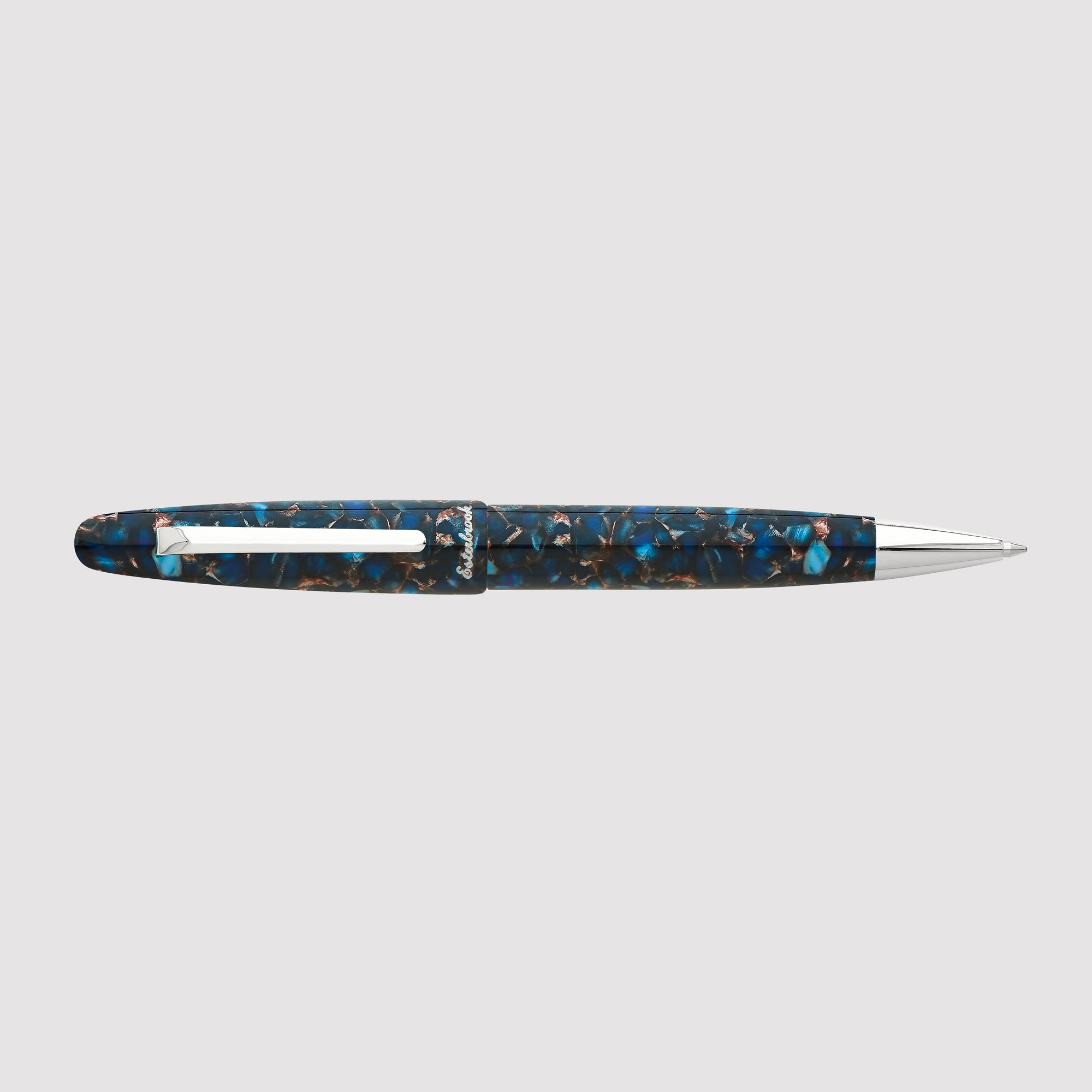 Bolígrafo Estie Nouveau con adornos de paladio en azul