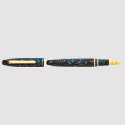 Estie Regular Nouveau Blue Gold Trim Fountain Pen - 18K Medium Nib