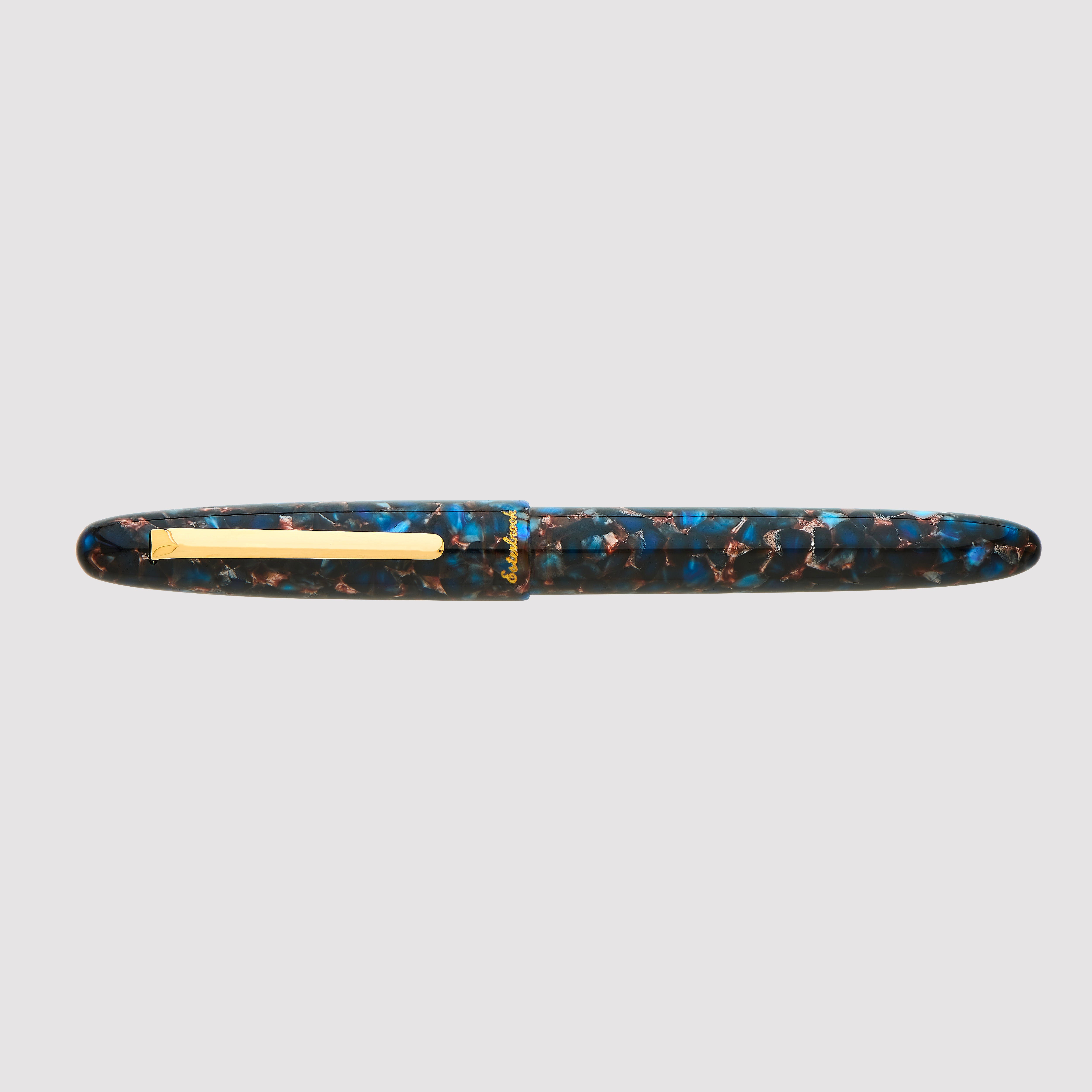 Kit de paquete Estie Regular Nouveau Blue - Pluma estilográfica con adornos dorados - Mediana