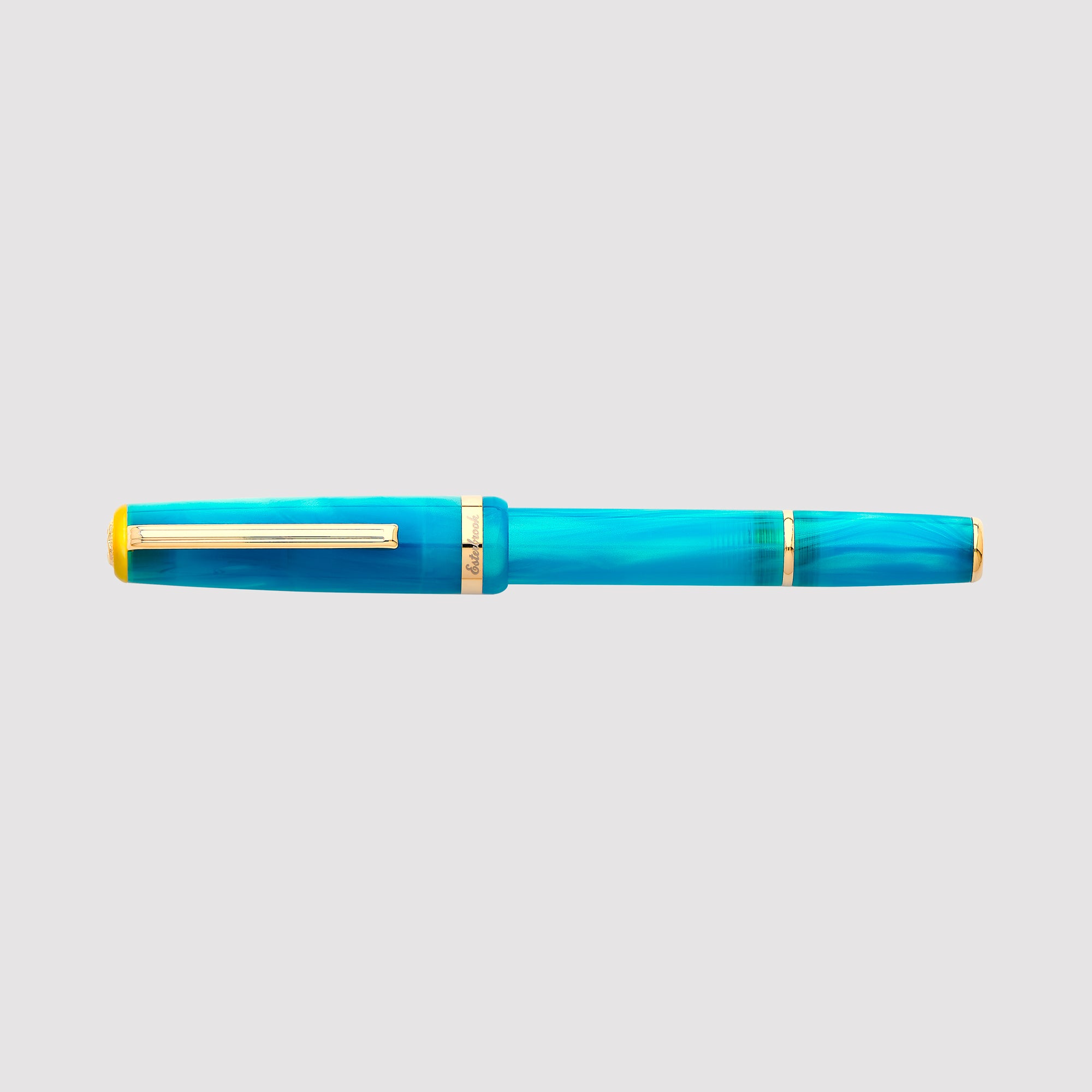 JR Pocket Pen - Paradise - Blue Breeze Gold Trim - Custom Gena Journaler Nib