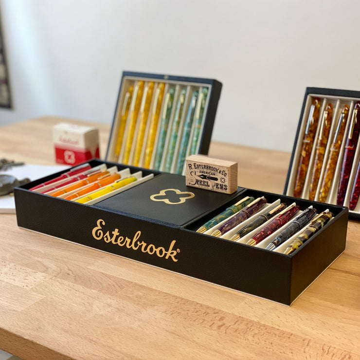 Esterbrook Black display with pen tray (12 pens) and drawers