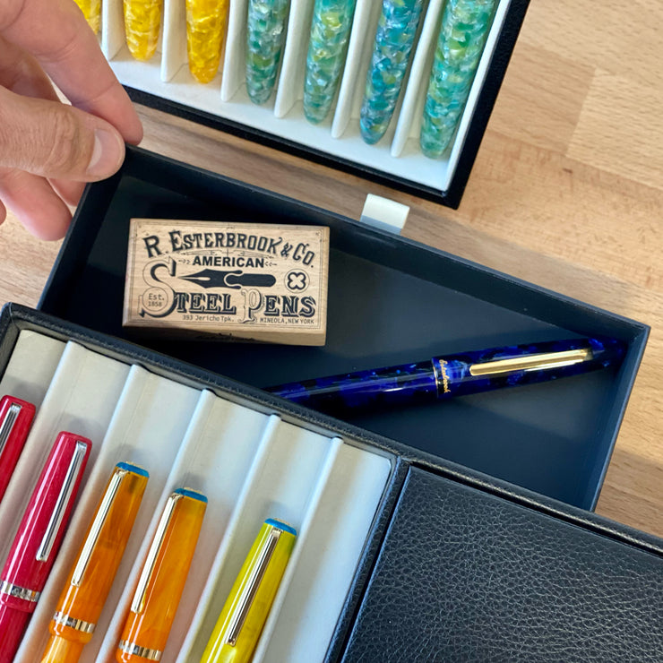 Esterbrook Black display with pen tray (12 pens) and drawers