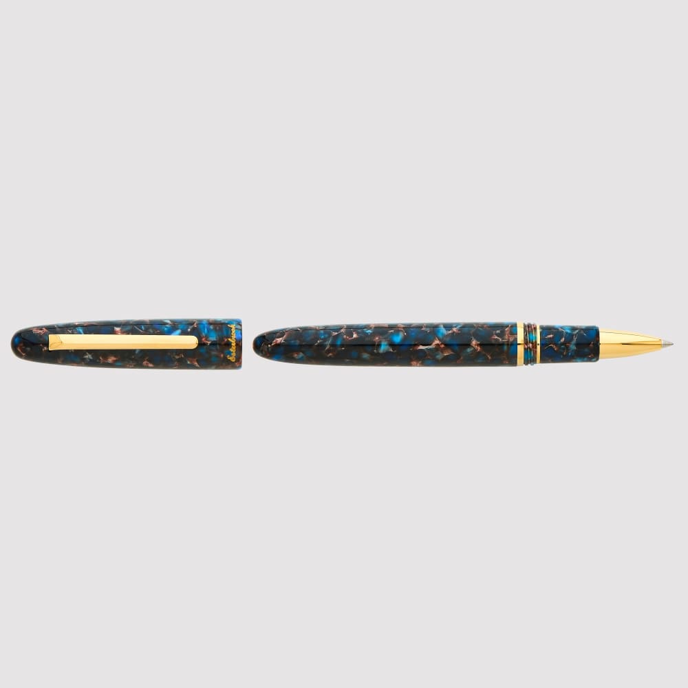 Estie Nouveau Blue Gold Trim Rollerball - Fountain Pen
