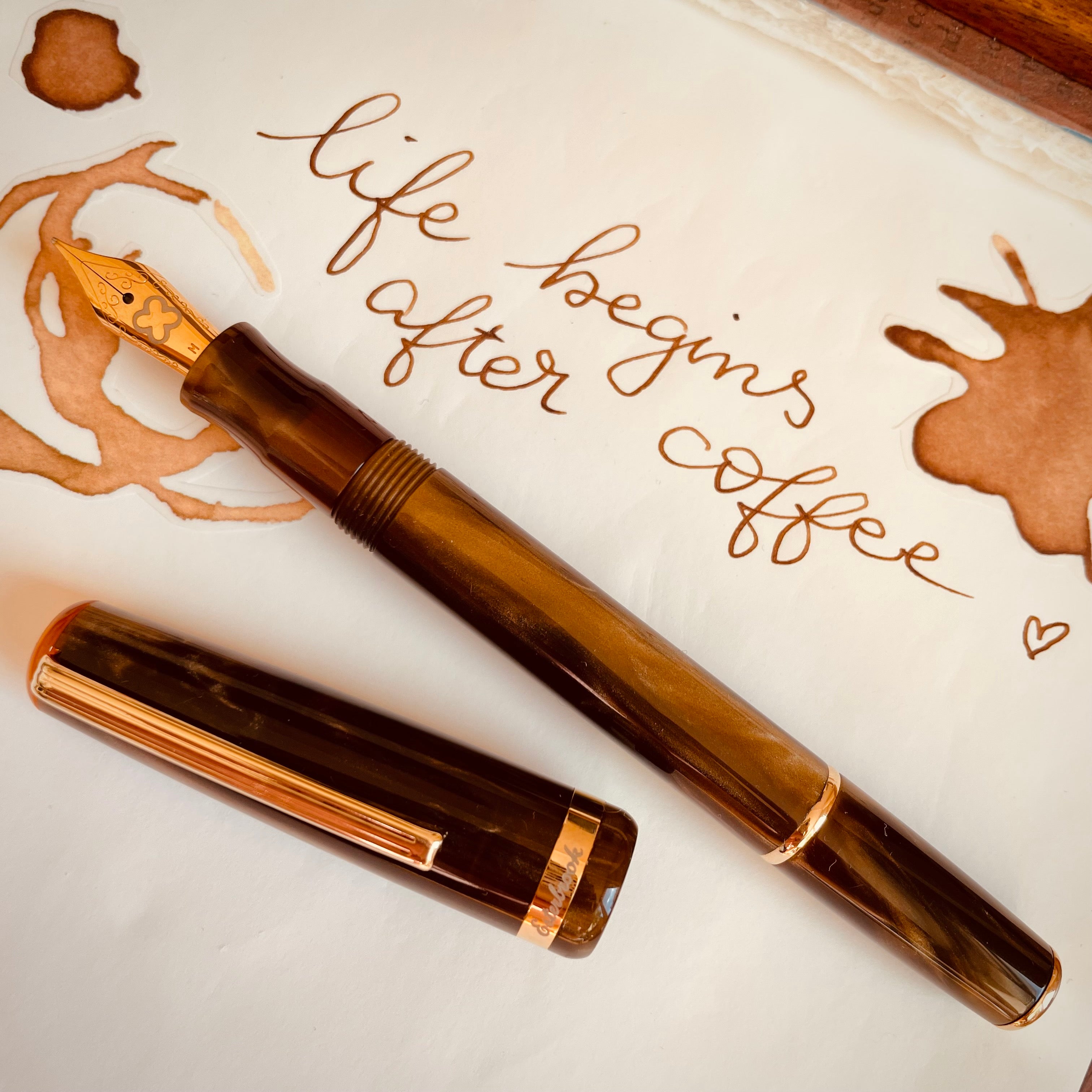 JR pocket Pen - Pumpkin Latte / Gold Trim - Custom Scribe Nib