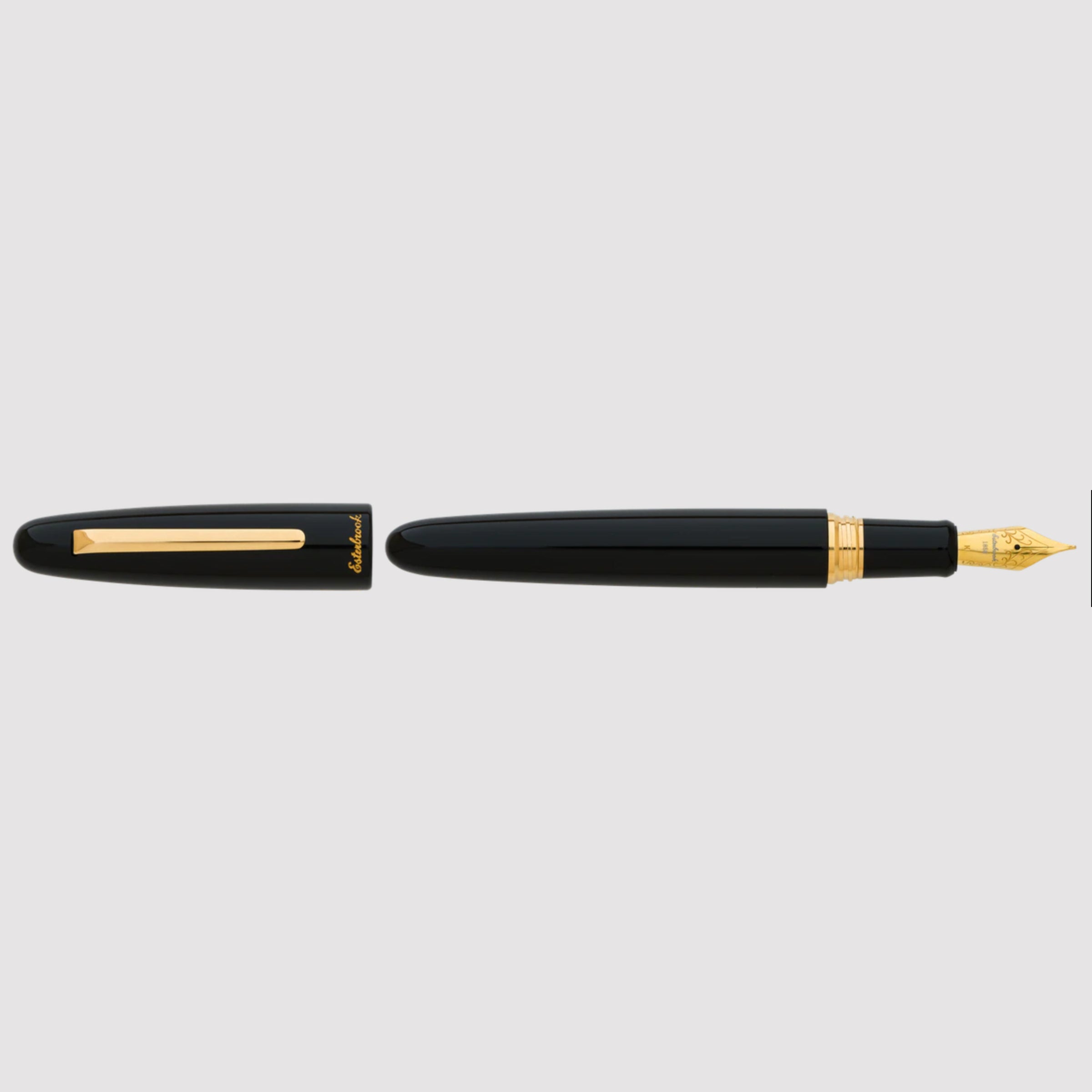 Estie Oversized Ebony / Gold Trim Fountain pen - Custom Needle Point Nib