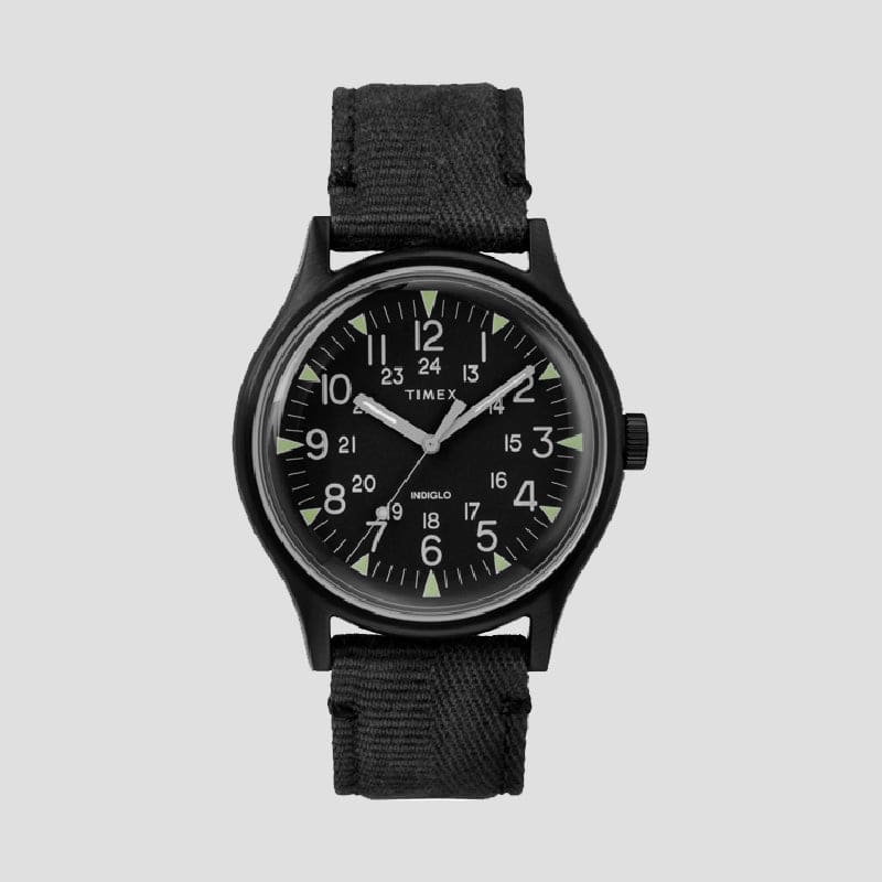 MK1 stalen 40 mm stoffen band zwart horloge