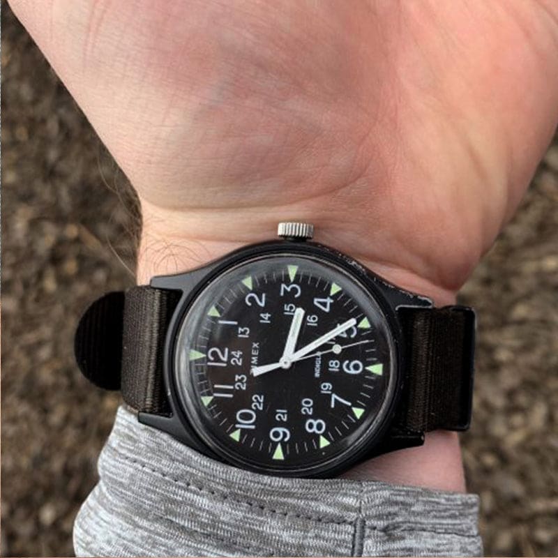MK1 stalen 40 mm stoffen band zwart horloge