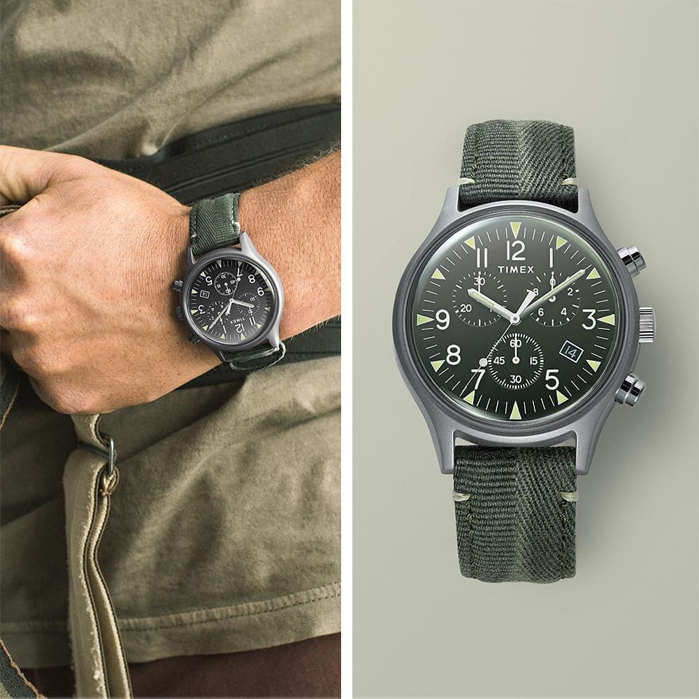 MK1 Steel 40mm Fabric Strap Khaki Watch