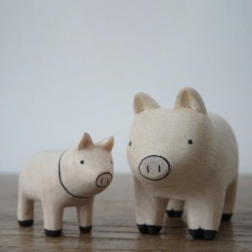 Pole pole wooden animal family Pig - Wooden Animal