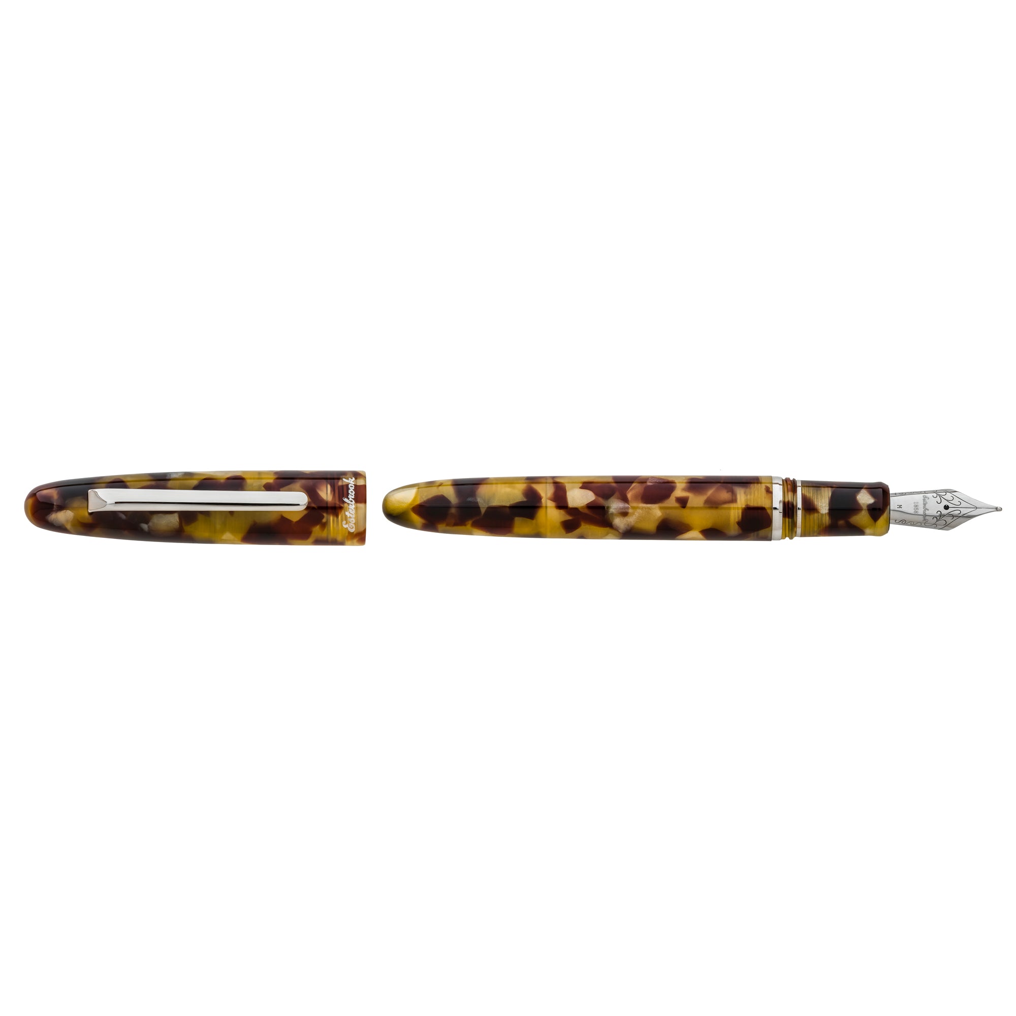 Estie tortoise - palladium trim fountain pen- Custom Scribe Nib