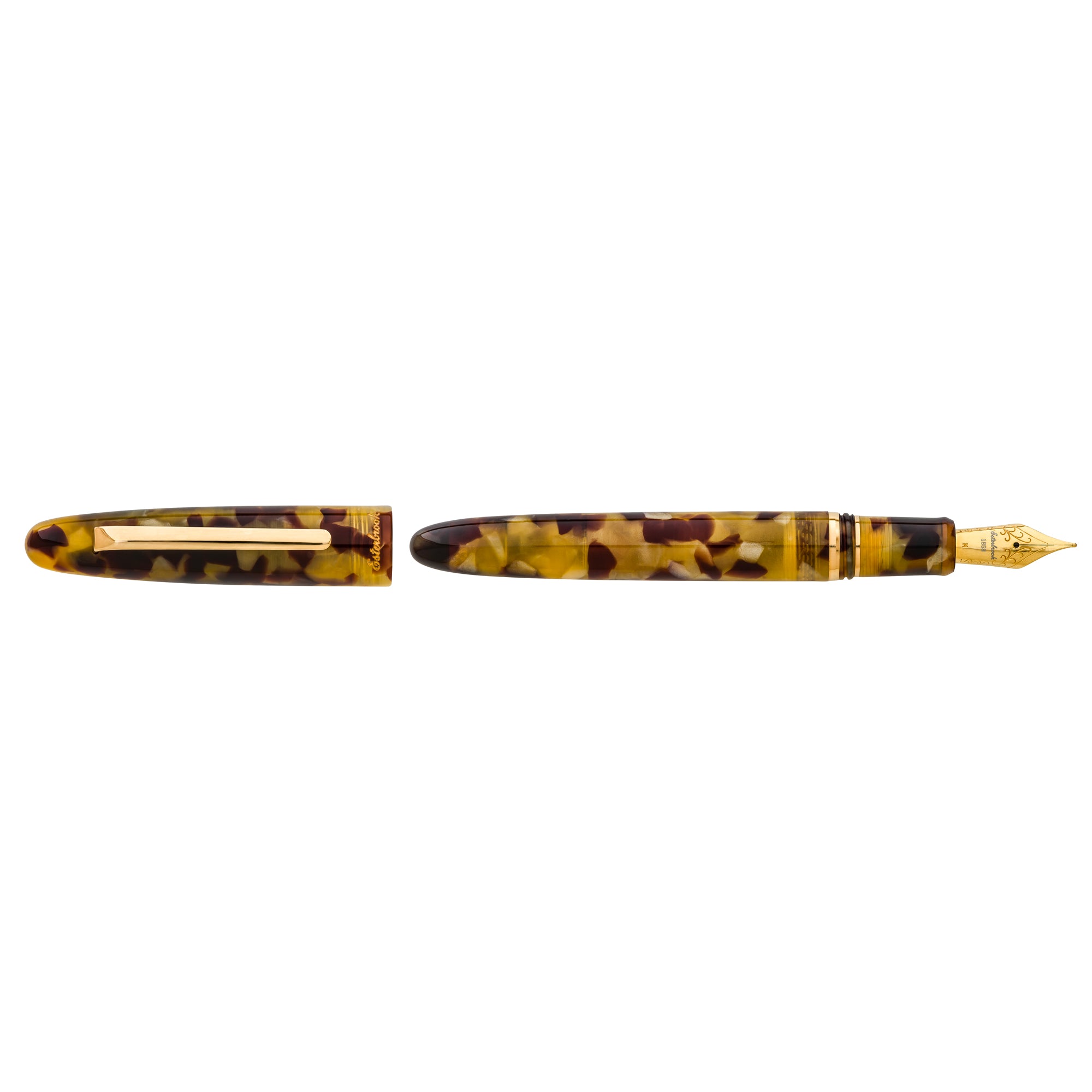 Estie tortoise - Gold Trim fountain pen - Custom Gena Journaler Nib