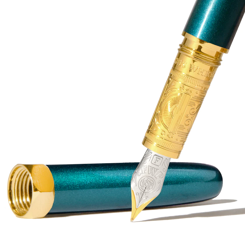Pluma estilográfica Bijou - Verde azulado del grabador - Mediana