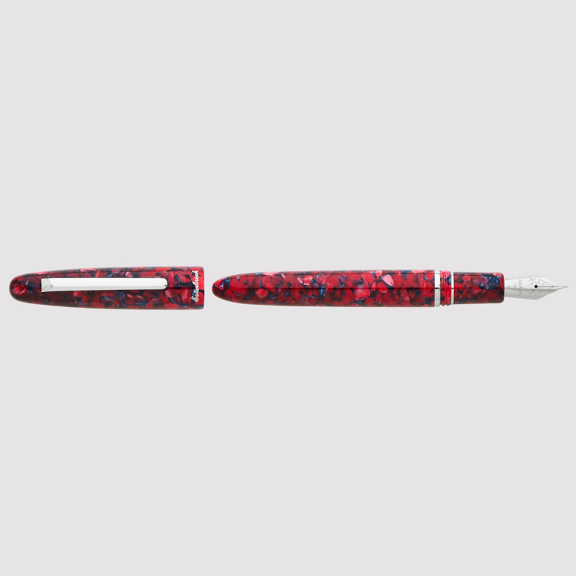 Estie Regular Scarlet Palladium Trim Fountain Pen - Custom Techo Nib