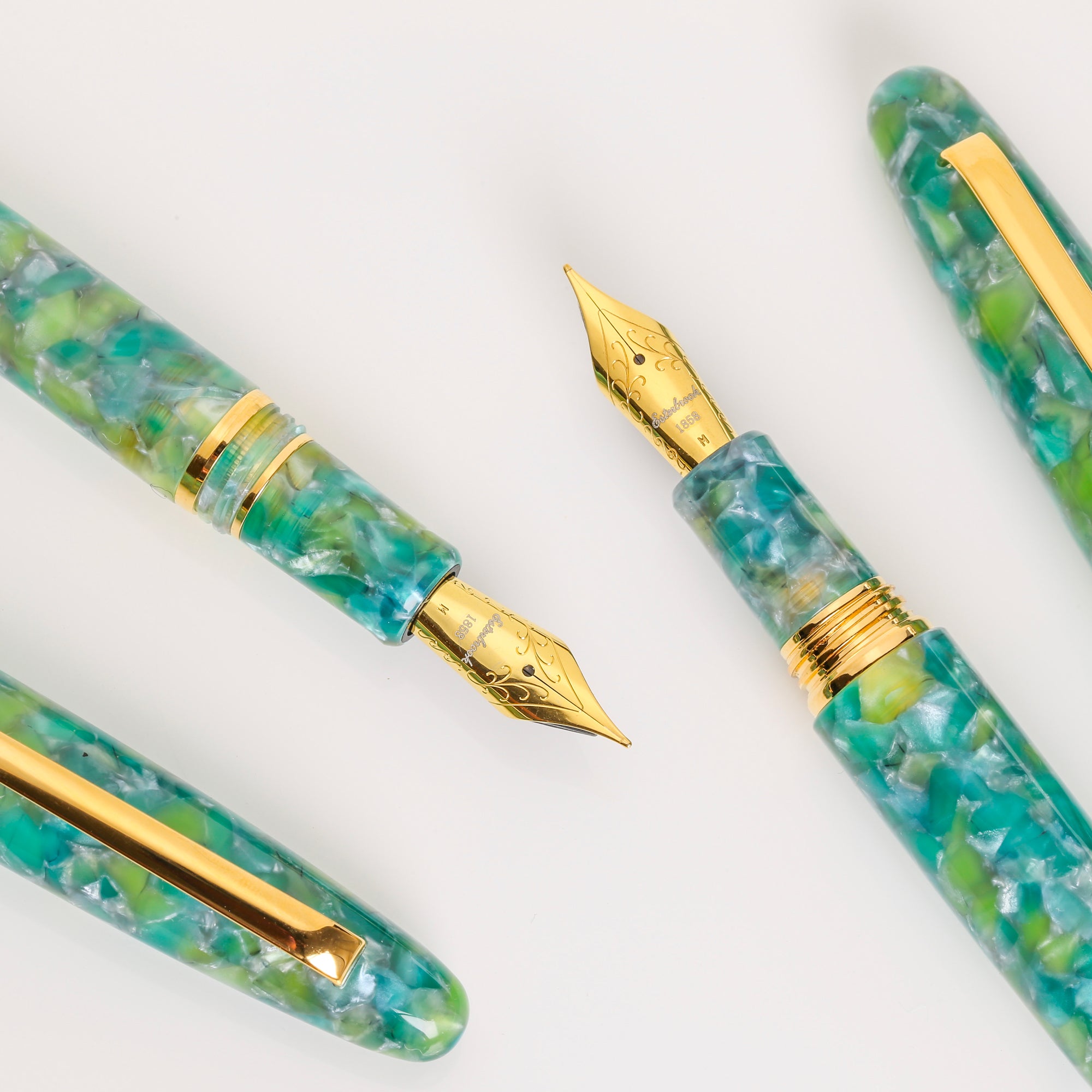 Sea Glass Collection Regular Size FP Gold Trim - Custom Needle Point Nib