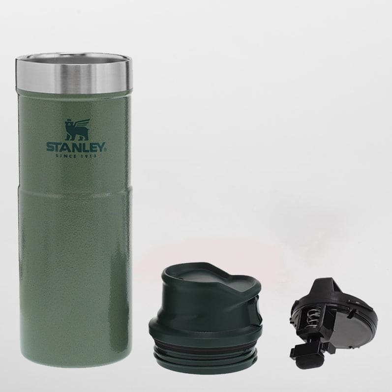 Taza de viaje Stanley classic con gatillo verde martillo 0,47 litros