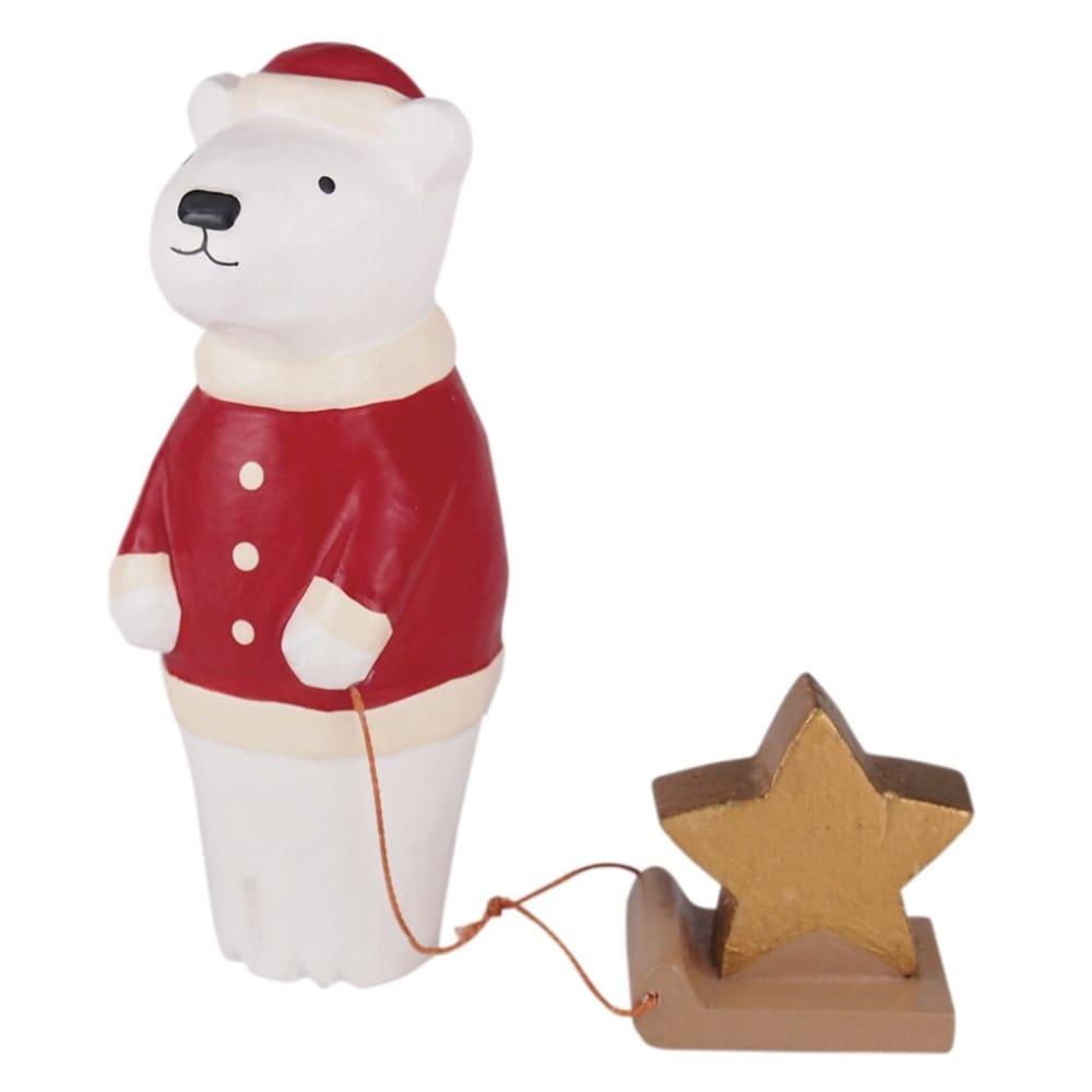 T-Lab./ Christmas polar bear Santa/ Star - Wooden Animal