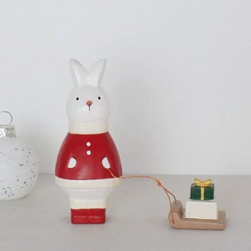 T-Lab./ Christmas Rabbits santa/ Present - Wooden Animal