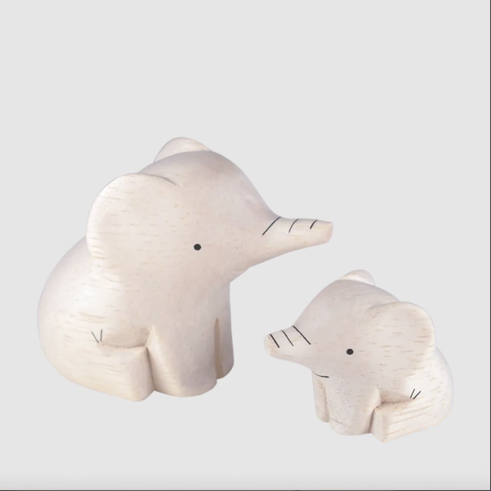 T-Lab./ Polepole Oyako/ Elephant Child - Wooden Animal