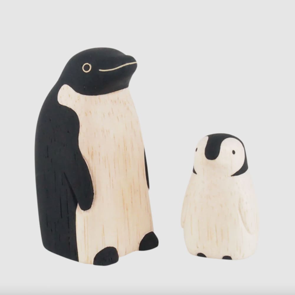 T-Lab./ Polepole Oyako/ Penguin Parent - Wooden Animal