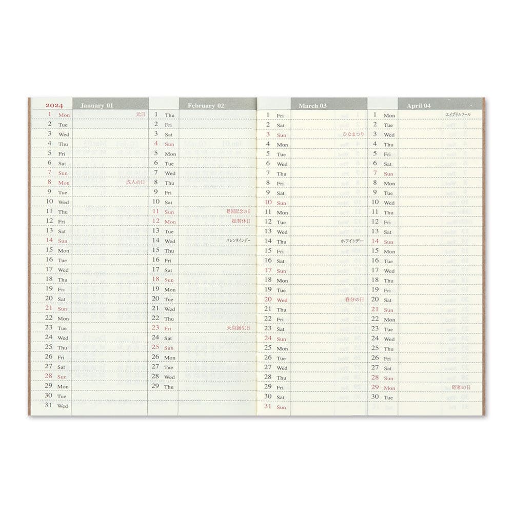 TRAVELER’S notebook Passport Size Refill 2024 Weekly - Diary