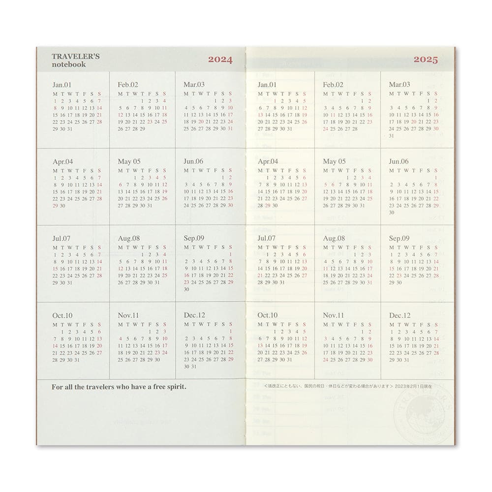 TRAVELER’S notebook Refill 2024 Weekly Vertical - Diary &